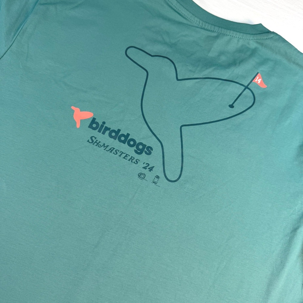 Birddogs T-Shirt Mens L Teal Shmasters 24 Golf Graphic Short Sleeve EUC